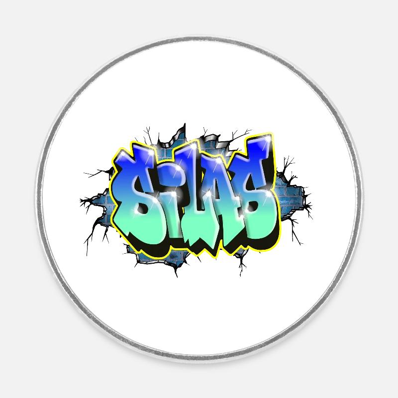 Graffiti SILAS brick gift BIRTHDAY BIRTH - Round fridge magnet - white