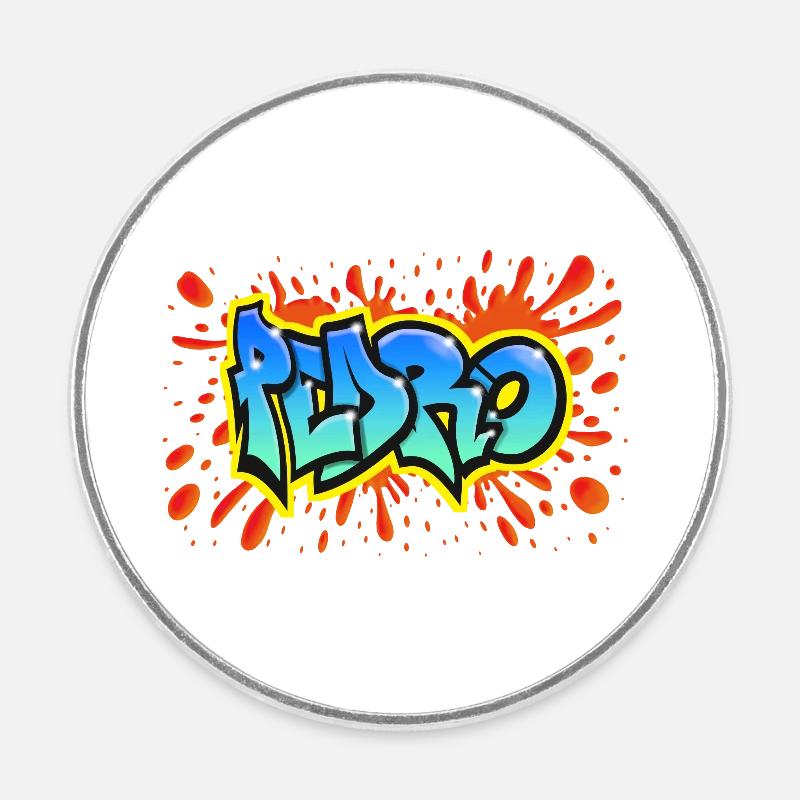 PEDRO graffiti name sweatshirt cap teeshirt - Round fridge magnet - white