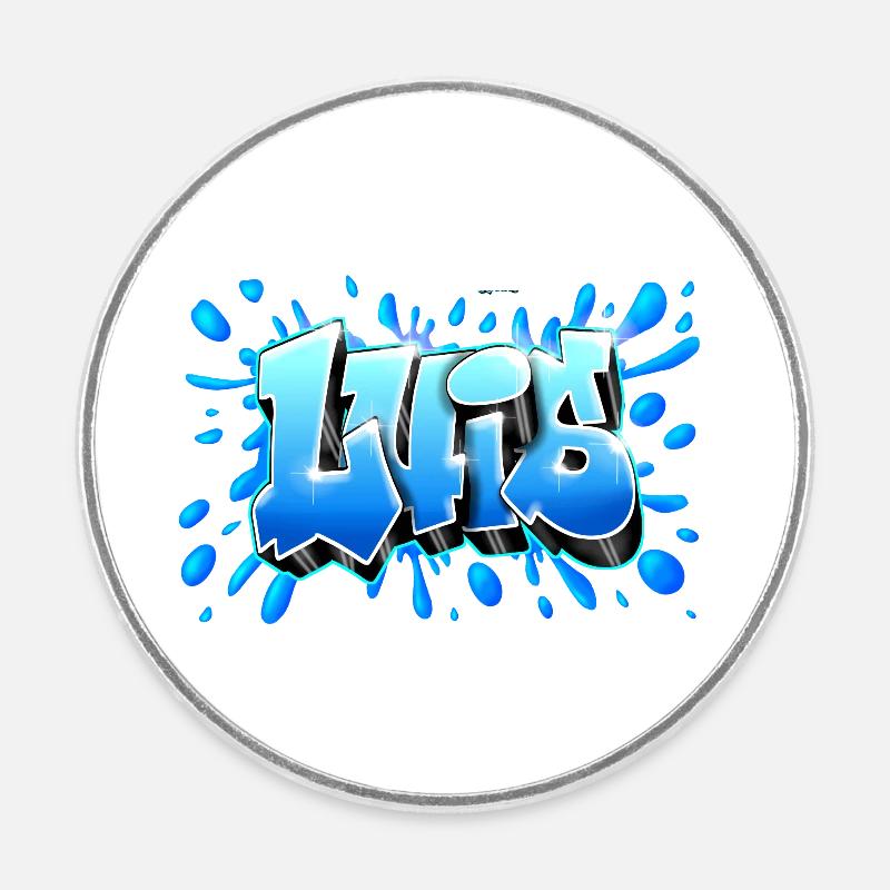 Luis graffiti name splash printable on everything - Round  fridge magnet - white