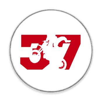 Moto 37 motard - Magnet rond - blanc - Devant