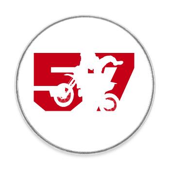 Moto 57 motard - Magnet rond - blanc - Devant