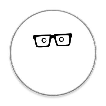Smart Nerd Monkey Head Horn-Rimmed Glasses Geek Face - Round  fridge magnet - white - Front