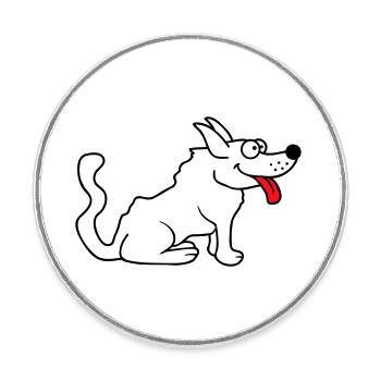Dear dog sticks out his tongue happily - Round  fridge magnet - white - Front