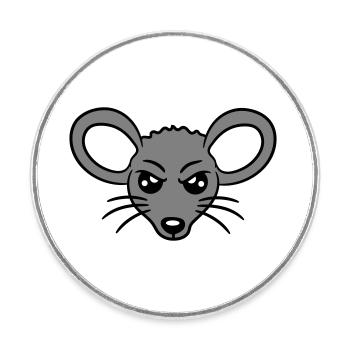 Maus Guckt Böse Wütend Frustriert Sauer Aggressiv - Runder Kühlschrankmagnet - Weiß - Vorne