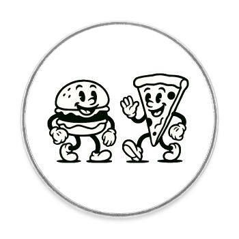 burger pizza comic - Runder Kühlschrankmagnet - Weiß - Vorne