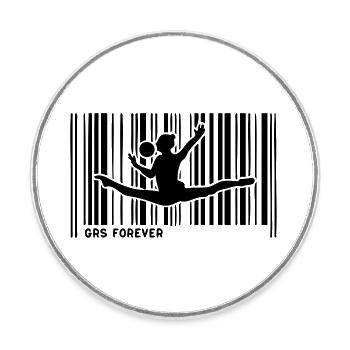 code barre grs gymnastique - Magnet rond - blanc - Devant