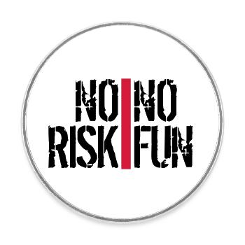 balken streifen spontan schrift no risk no fun spr - Runder Kühlschrankmagnet - Weiß - Vorne