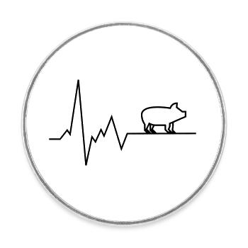 herzschlag schwein - Runder Kühlschrankmagnet - Weiß - Vorne
