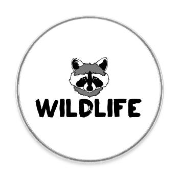 Raccoon Wildlife Text - Round  fridge magnet - white - Front
