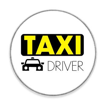Taxi driver - Round  fridge magnet - white - Front