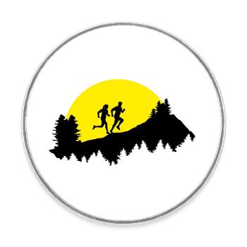 Trail running, Paar - Runder Kühlschrankmagnet - Weiß - Vorne