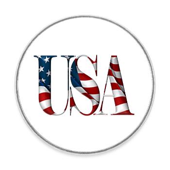 USA Text - Round  fridge magnet - white - Front