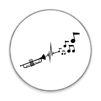 Instrument Trompette Notes - Magnet rond - blanc - Devant