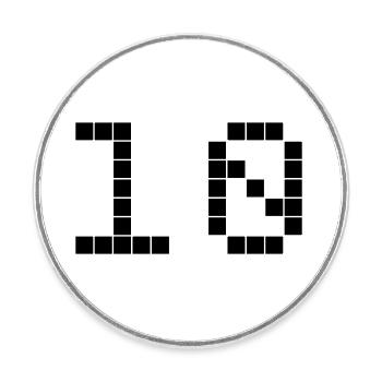 Nummer 10 - Runder Kühlschrankmagnet - Weiß - Vorne