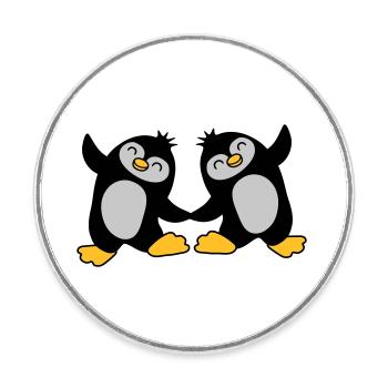 2 süße Pinguine tanzen - Runder Kühlschrankmagnet - Weiß - Vorne
