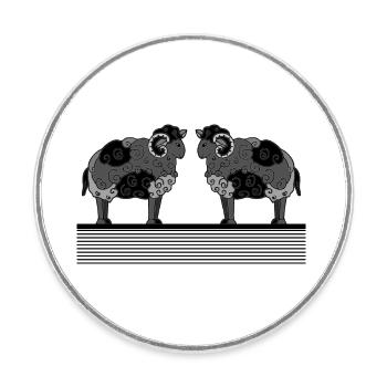 Rams - Runder Kühlschrankmagnet - Weiß - Vorne