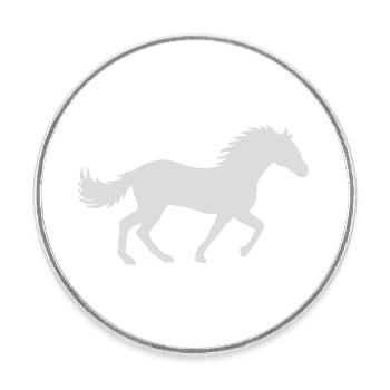 Conception de silhouette de cheval de course - Magnet rond - blanc - Devant