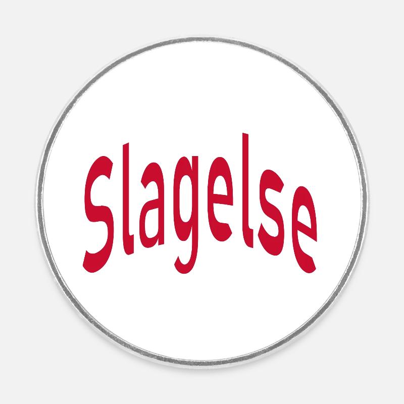 Slagelse - Round  fridge magnet - white