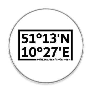 Mühlhausen/Thuringia coordinates - Round  fridge magnet - white - Front