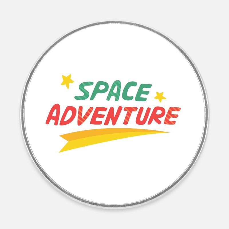 Aventure spatiale - Magnet rond - blanc