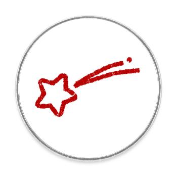 Étoile filante dessinée à la main - Magnet rond - blanc - Devant