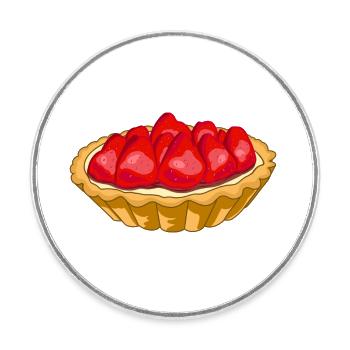 Erdbeer-Tarte - Runder Kühlschrankmagnet - Weiß - Vorne