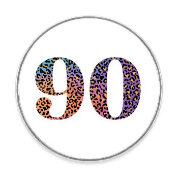 90. Geburtstag Leopard - Runder Kühlschrankmagnet - Weiß - Vorne