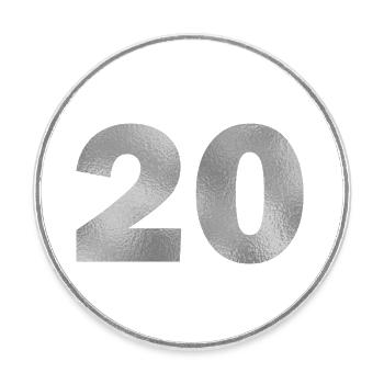 Anniversaire 20 ans - Magnet rond - blanc - Devant