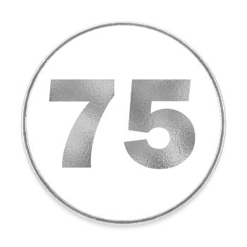 Anniversaire 75 ans - Magnet rond - blanc - Devant