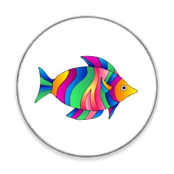 Fisch - Runder Kühlschrankmagnet - Weiß - Vorne