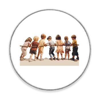 Tug-of-war is a social game - Round  fridge magnet - white - Front