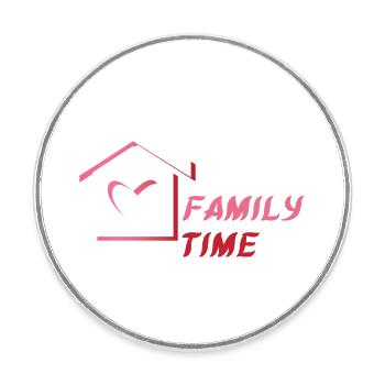 Temps en famille - Familienzeit - Magnet rond - blanc - Devant