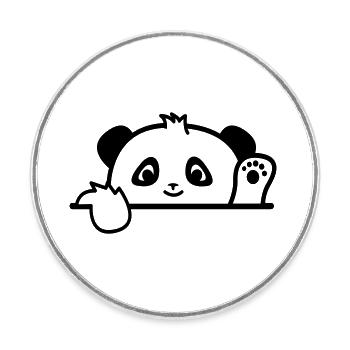 Shy Panda Hiding and Hi 21-5 - Round  fridge magnet - white - Front