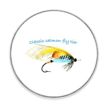 The Chatterer classic salmon fly tier - Round  fridge magnet - white - Front