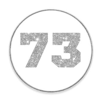 73 Silber Glitter - 73 Geburtstag - Runder Kühlschrankmagnet - Weiß - Vorne