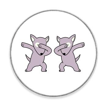 dabbing pour chien - Magnet rond - blanc - Devant