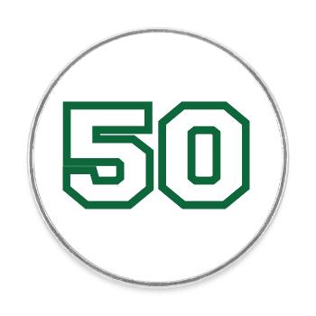 Numéro 50 sport vert - Magnet rond - blanc - Devant