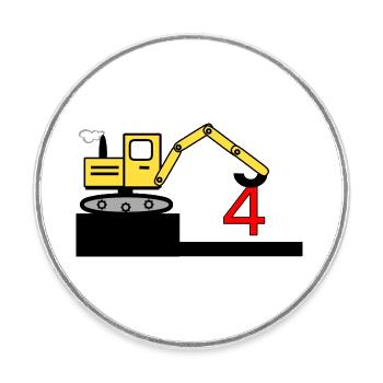 Bagger - Runder Kühlschrankmagnet - Weiß - Vorne