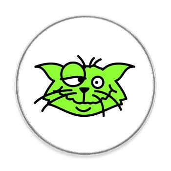 Confused Cat Squints Funny Crazy Grimace - Round  fridge magnet - white - Front