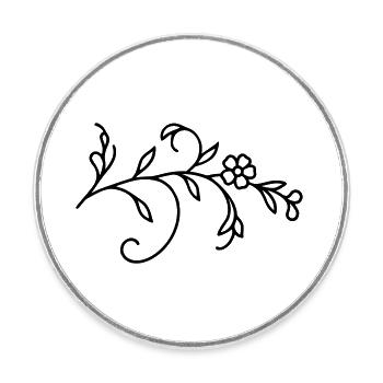 Flower Vine Leaves - Round  fridge magnet - white - Front