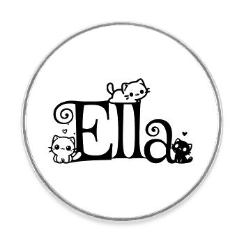 Ella surname First name Kitten name - Round  fridge magnet - white - Front