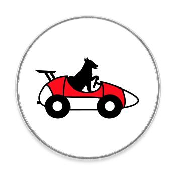 chien voiture conduite course autosport voiture de course - Magnet rond - blanc - Devant