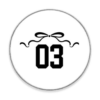 Numéro 3 noeud - 3e anniversaire - Magnet rond - blanc - Devant