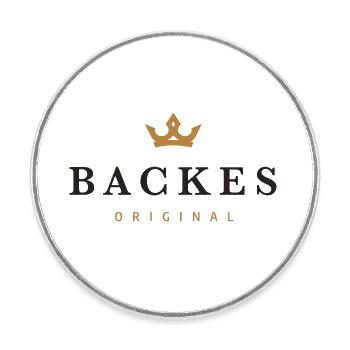 Backes Original Familienlogo - Runder Kühlschrankmagnet - Weiß - Vorne