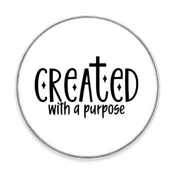 Created With A Purpose - Runder Kühlschrankmagnet - Weiß - Vorne