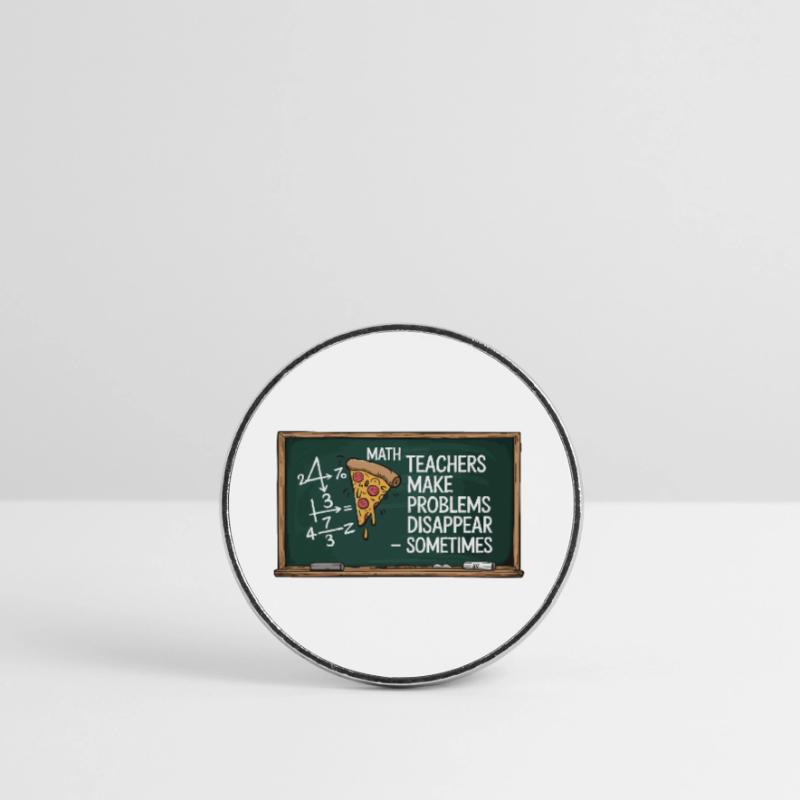 Funny Math Teacher Design Pizza & Problem Solving Round  fridge magnet