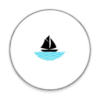 boat - Round  fridge magnet - white - Front