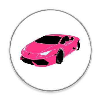 Voiture de sport Lambo - Magnet rond - blanc - Devant