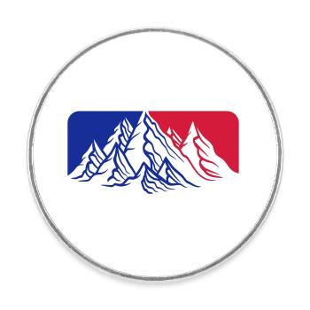 rot blau logo berge huegel alpen wandern urlaug fe - Runder Kühlschrankmagnet - Weiß - Vorne