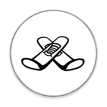 sport ski comic cartoon clipart urlaub 2 bretter f - Runder Kühlschrankmagnet - Weiß - Vorne